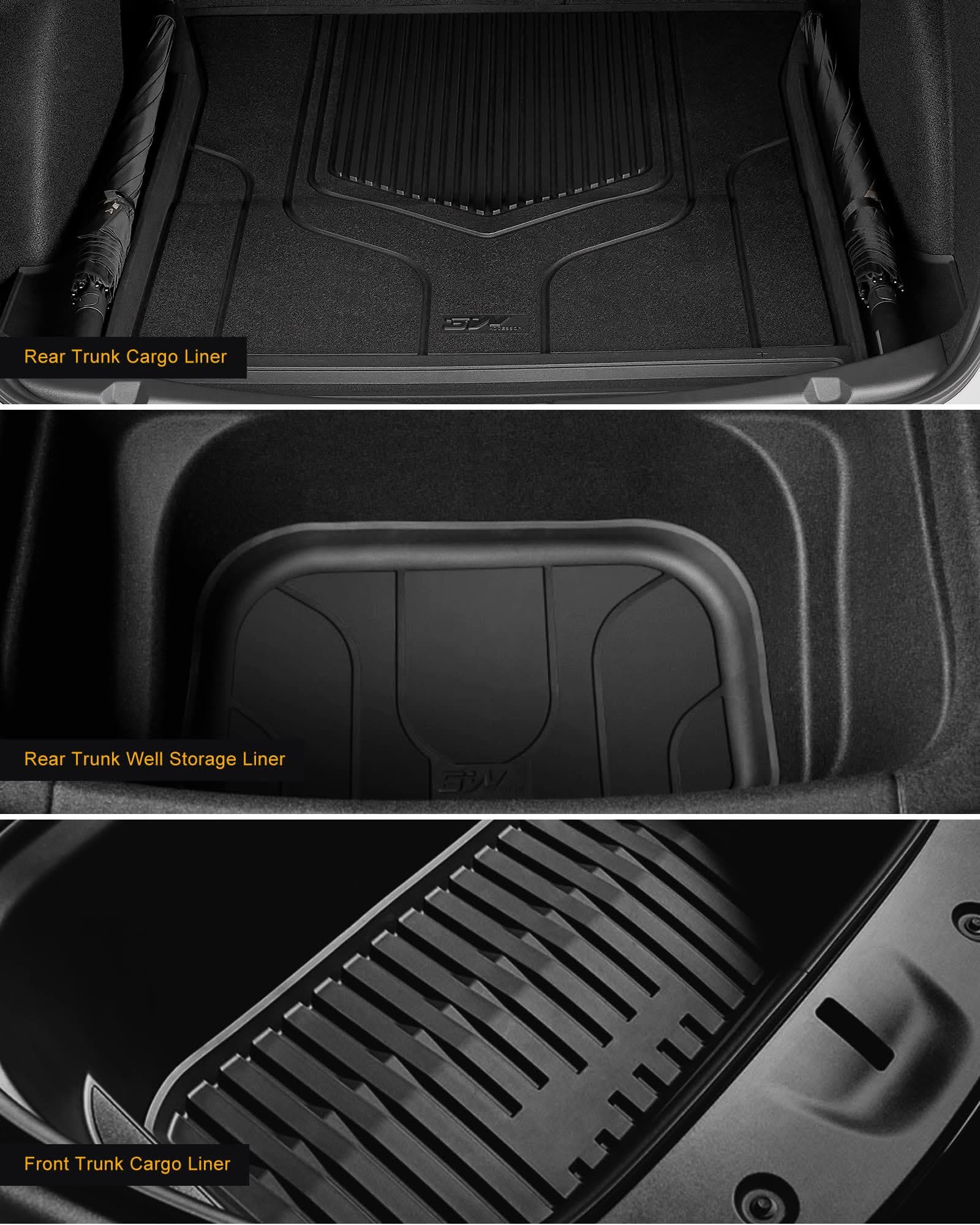 3W Tesla Model 3 2021-2022 Custom Floor Mats & Trunk Mats TPE Material & All-Weather Protection - Image 3
