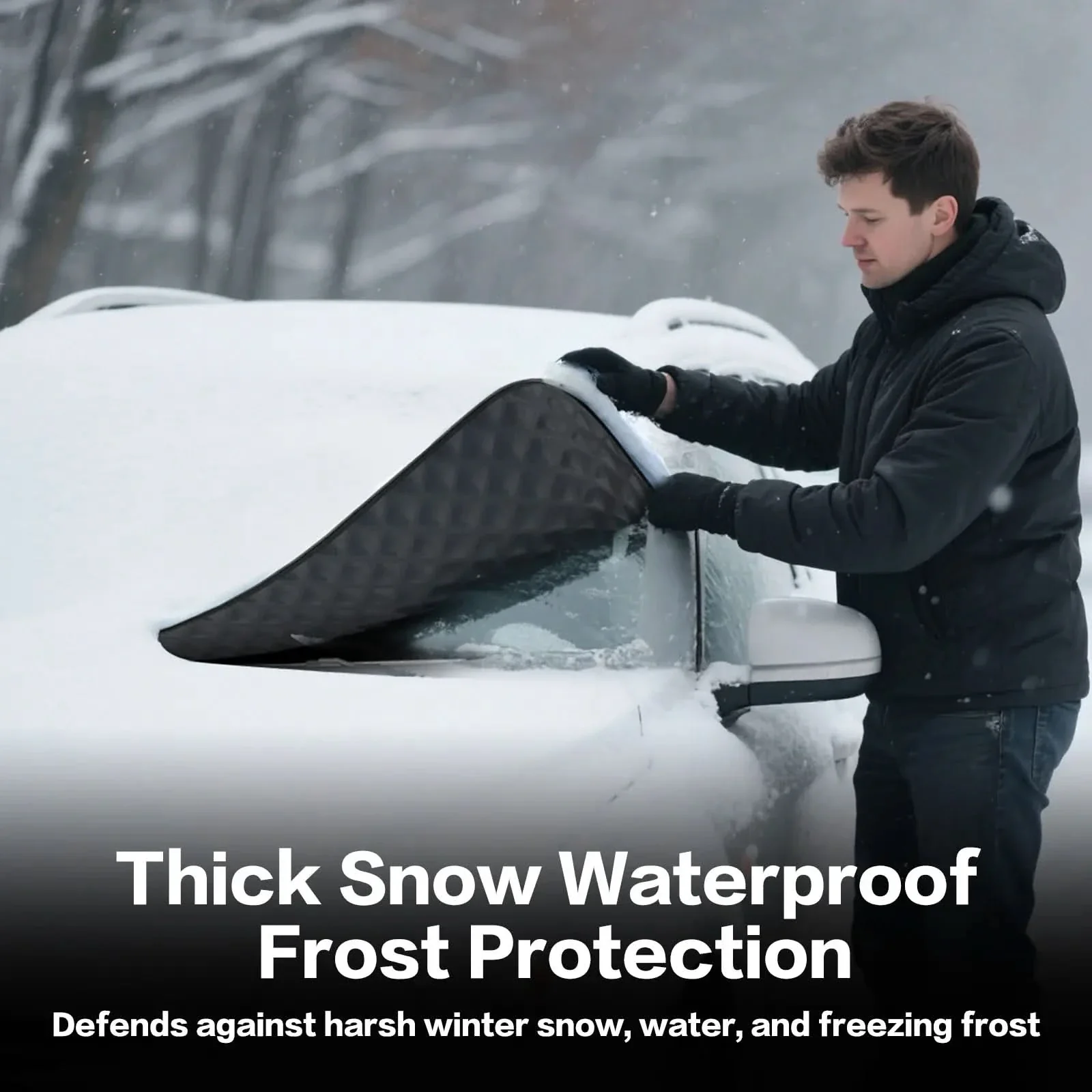 3W Windshield Cover for Ice and Snow Universal Fit for Car SUV/ Truck/ Van Graphene-Insulated - Image 3