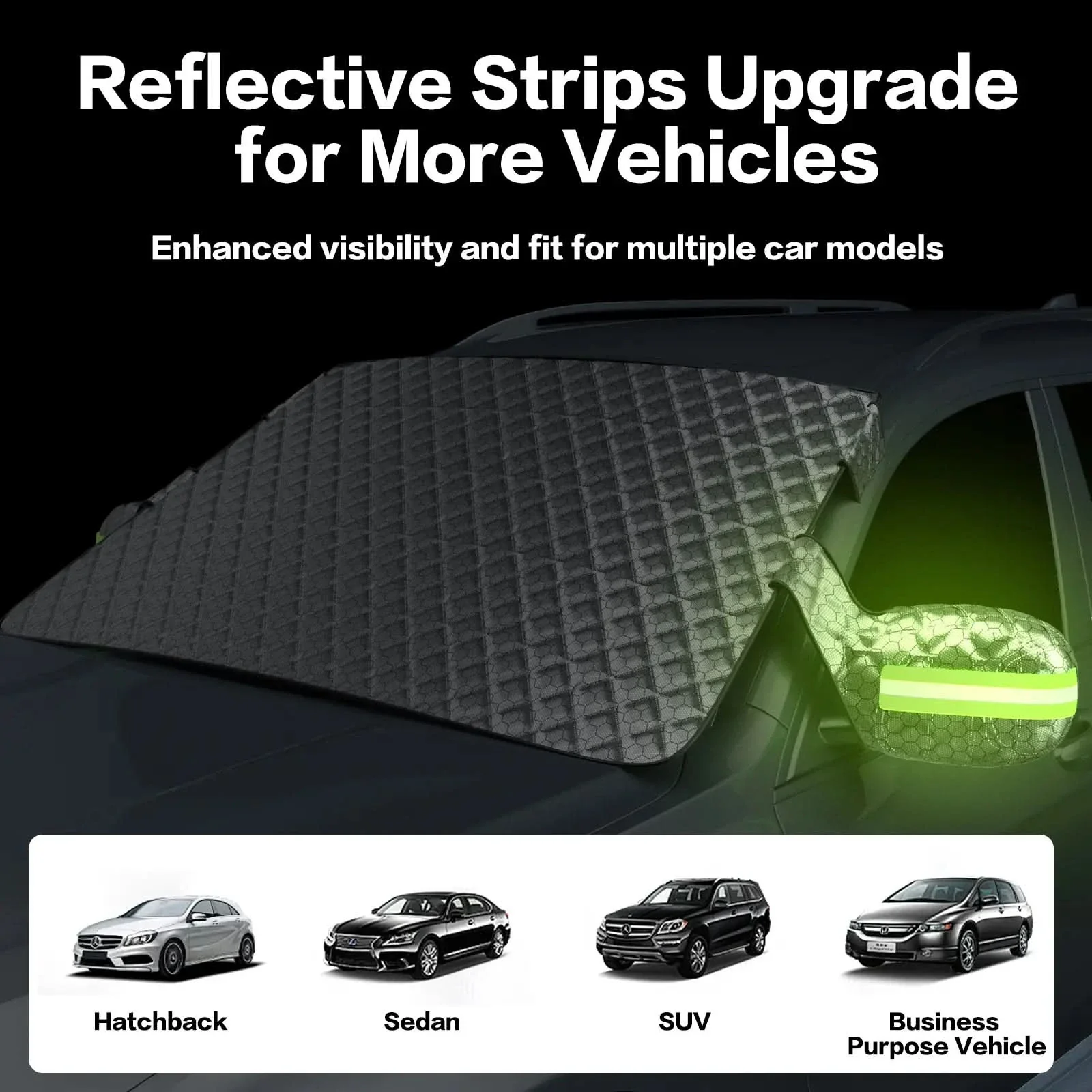 3W Windshield Cover for Ice and Snow Universal Fit for Car SUV/ Truck/ Van Graphene-Insulated - Image 4