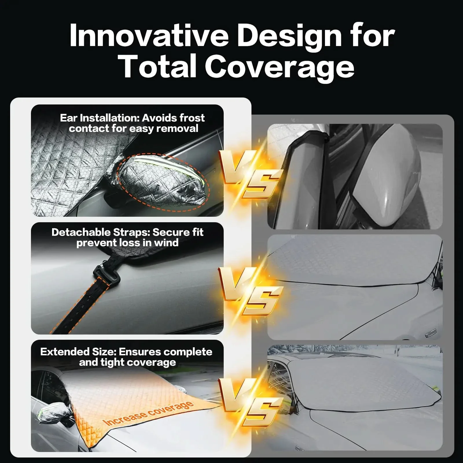 3W Windshield Cover for Ice and Snow Universal Fit for Car SUV/ Truck/ Van Graphene-Insulated - Image 7