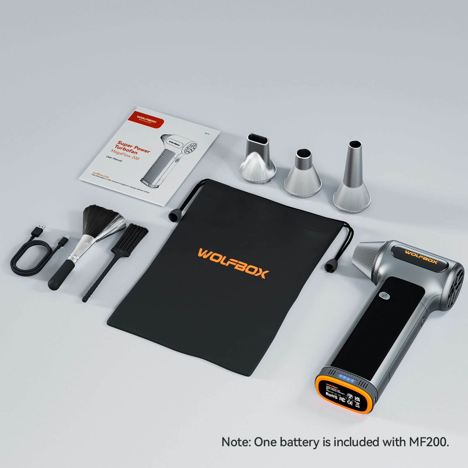 WOLFBOX MF200 Compressed Air Duster - Swappable Battery Cartridge - Image 8
