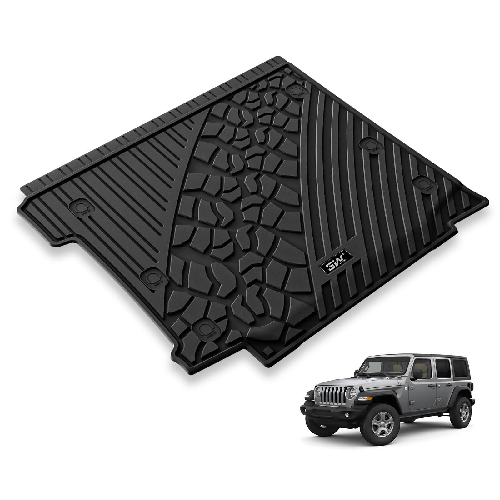 3W Jeep Wrangler JL (Non JK or 4XE) 2018-2023 Custom Floor Mats / Trunk Mat TPE Material & All-Weather Protection - Image 10