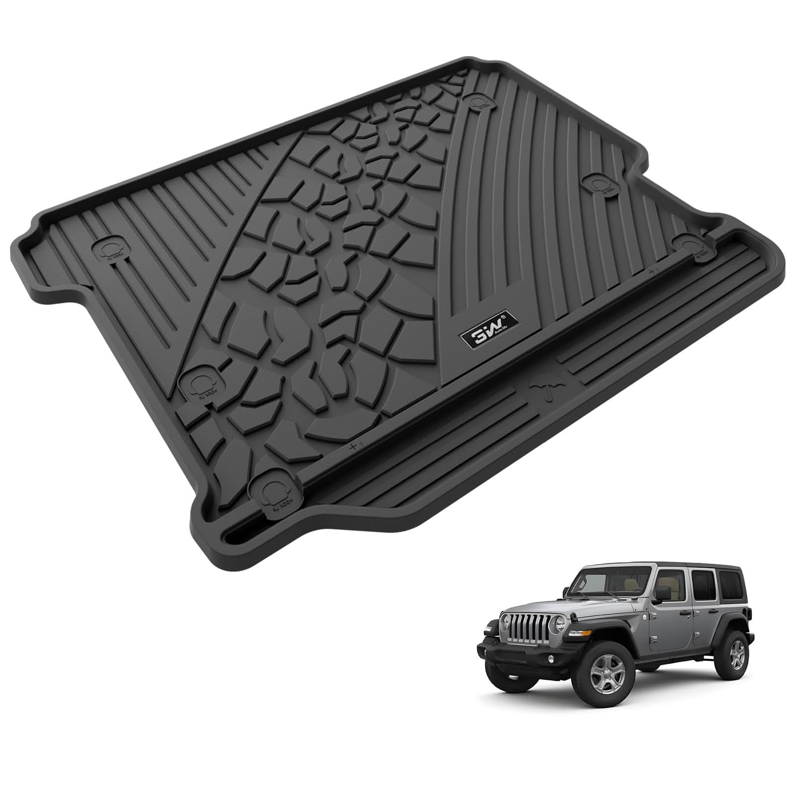 3W Jeep Wrangler JL (Non JK or 4XE) 2018-2023 Custom Floor Mats / Trunk Mat TPE Material & All-Weather Protection - Image 11