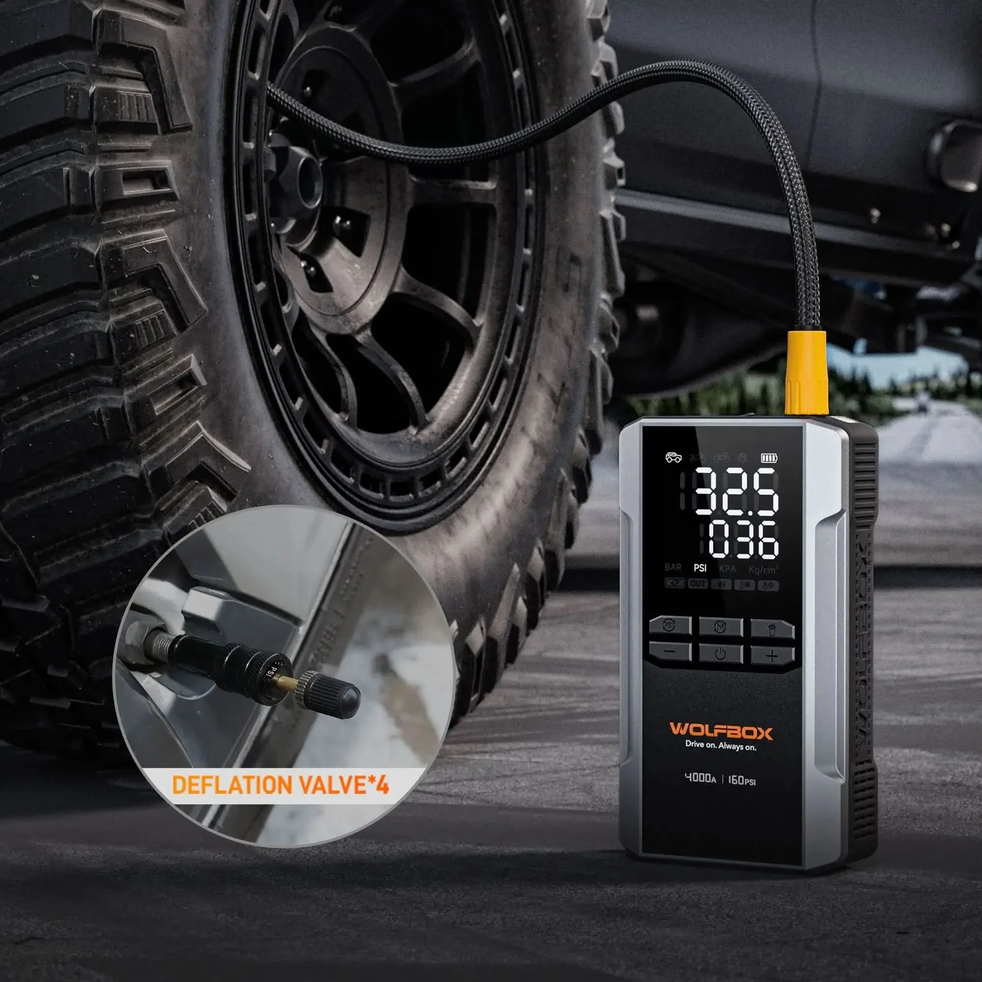 4-in-1 Jump Starter with Air Compressor Tire Inflator | Exclusive 42-Month Warranty– Wolfbox MegaVolt 24Air - Image 11