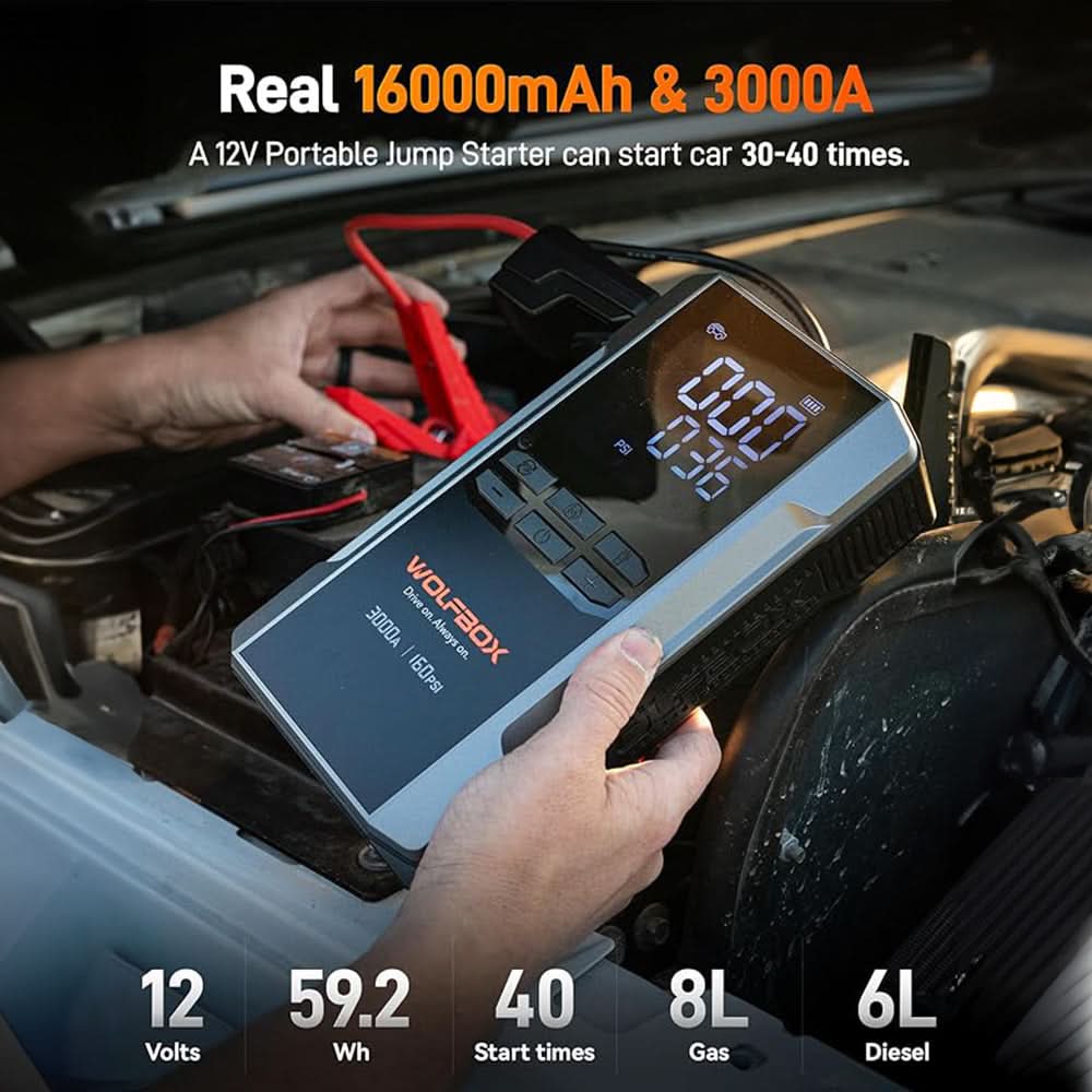 WOLFBOX MegaVolt16 Air Portable 4-in-1 Jump Starter with Air Compressor - Image 4