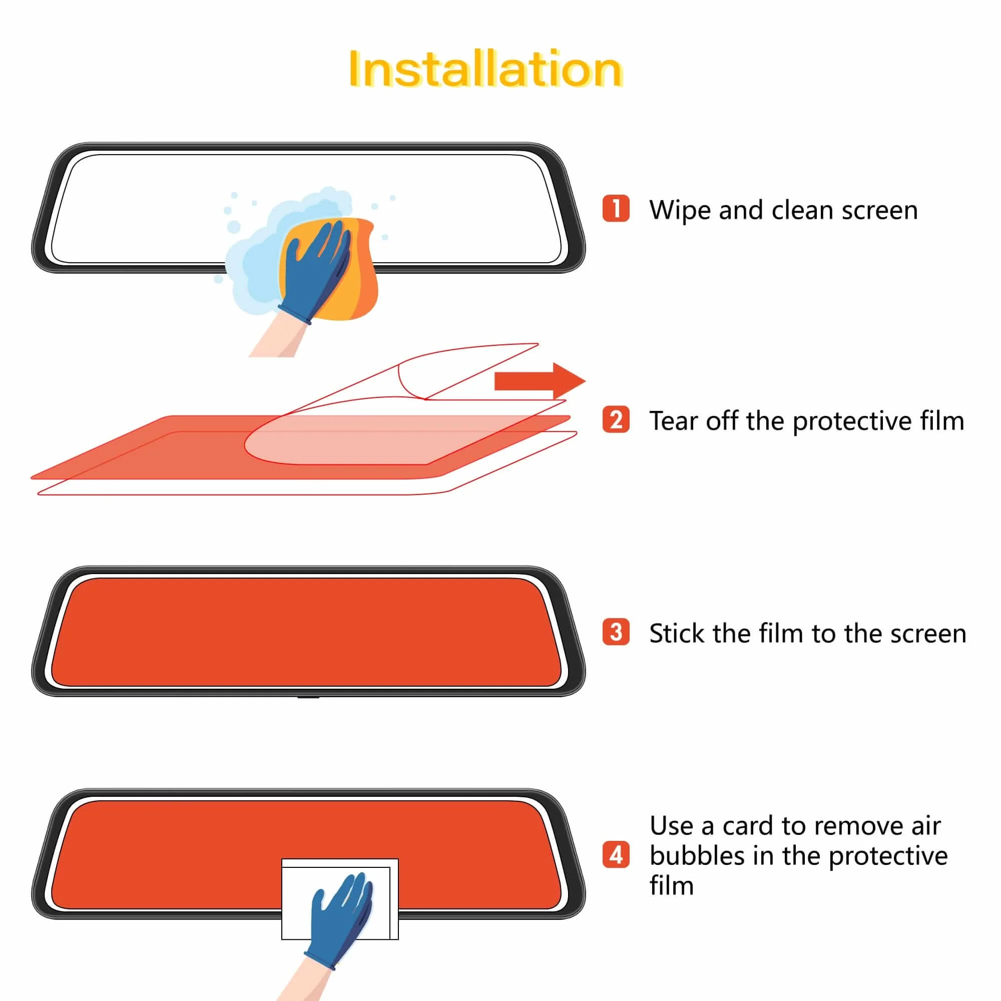WOLFBOX 12inch Anti-Glare Film for Rear View Mirror Camera - Image 4