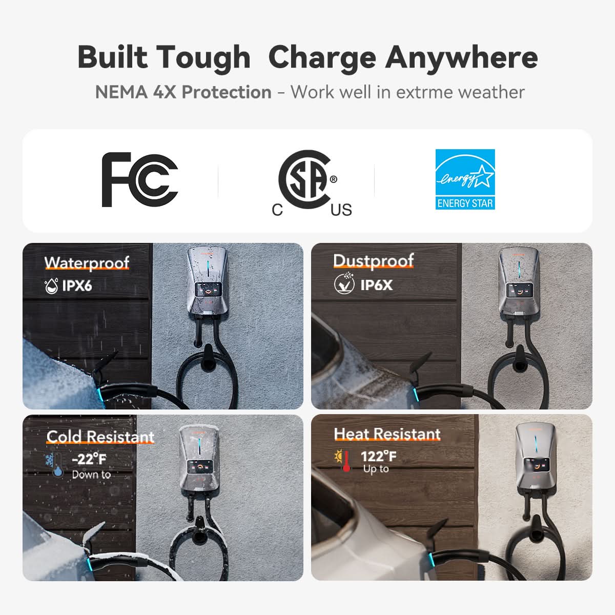 WOLFBOX WiFi Level 2 Electric Car EV Charger 25ft Cable Charging Station - Image 6