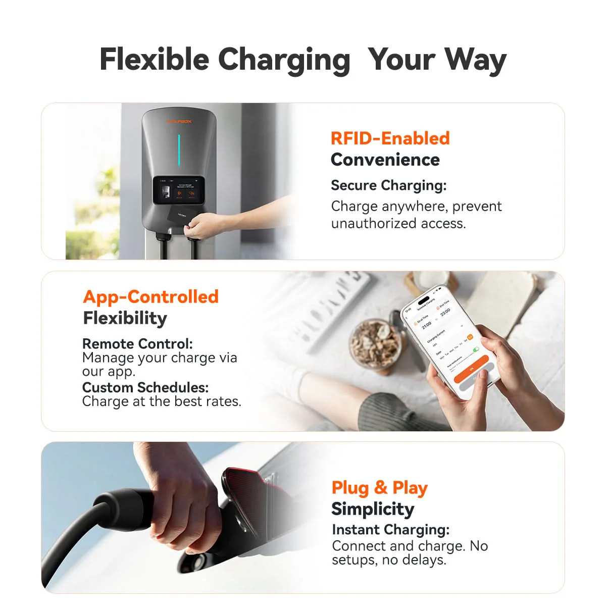 WOLFBOX WiFi Level 2 Electric Car EV Charger 25ft Cable Charging Station - Image 7