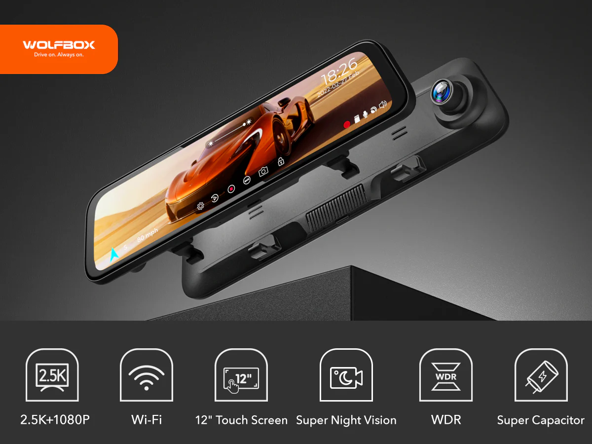 WOLFBOX G840H Wi-Fi Rear View Mirror Dash Cam - Image 11