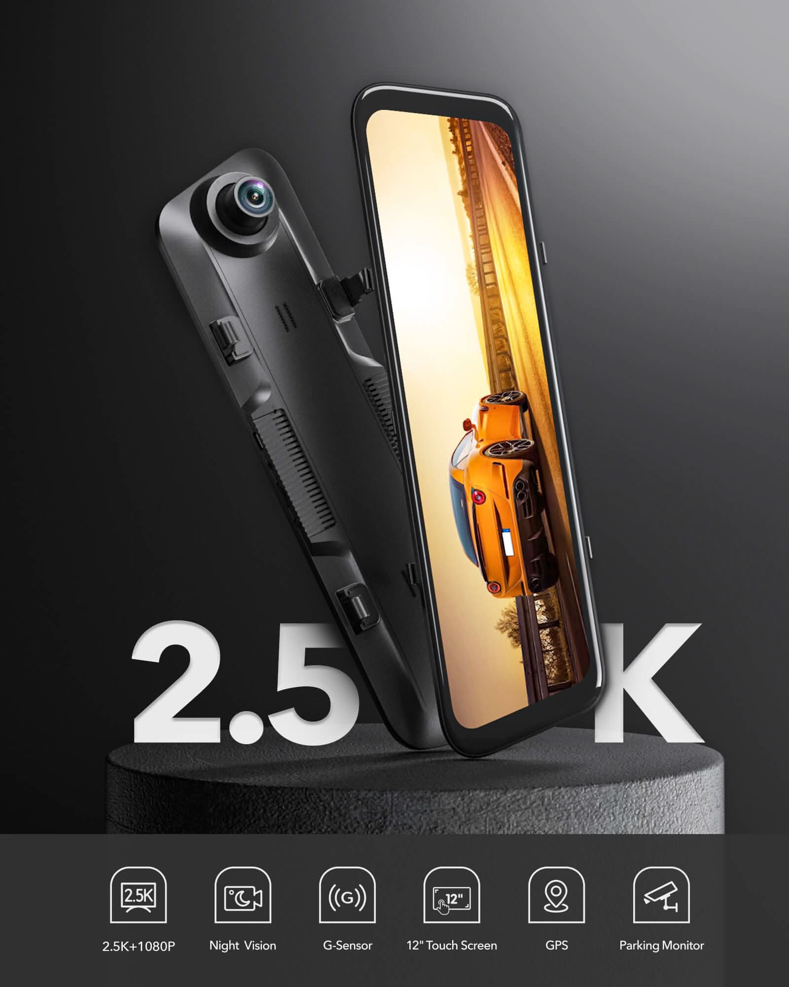 WOLFBOX G840H Wi-Fi Rear View Mirror Dash Cam - Image 3