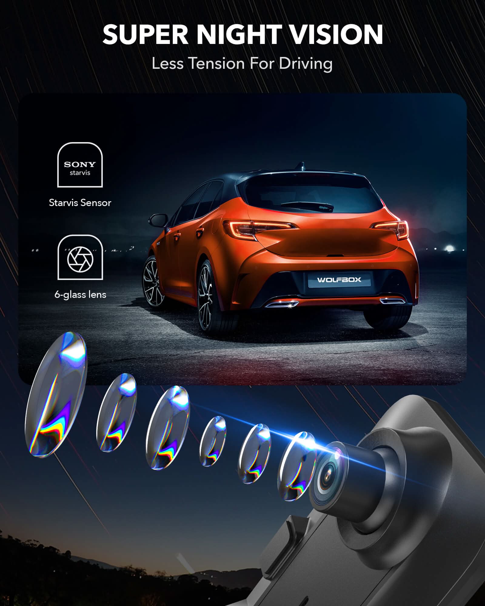 WOLFBOX G840H Wi-Fi Rear View Mirror Dash Cam - Image 5