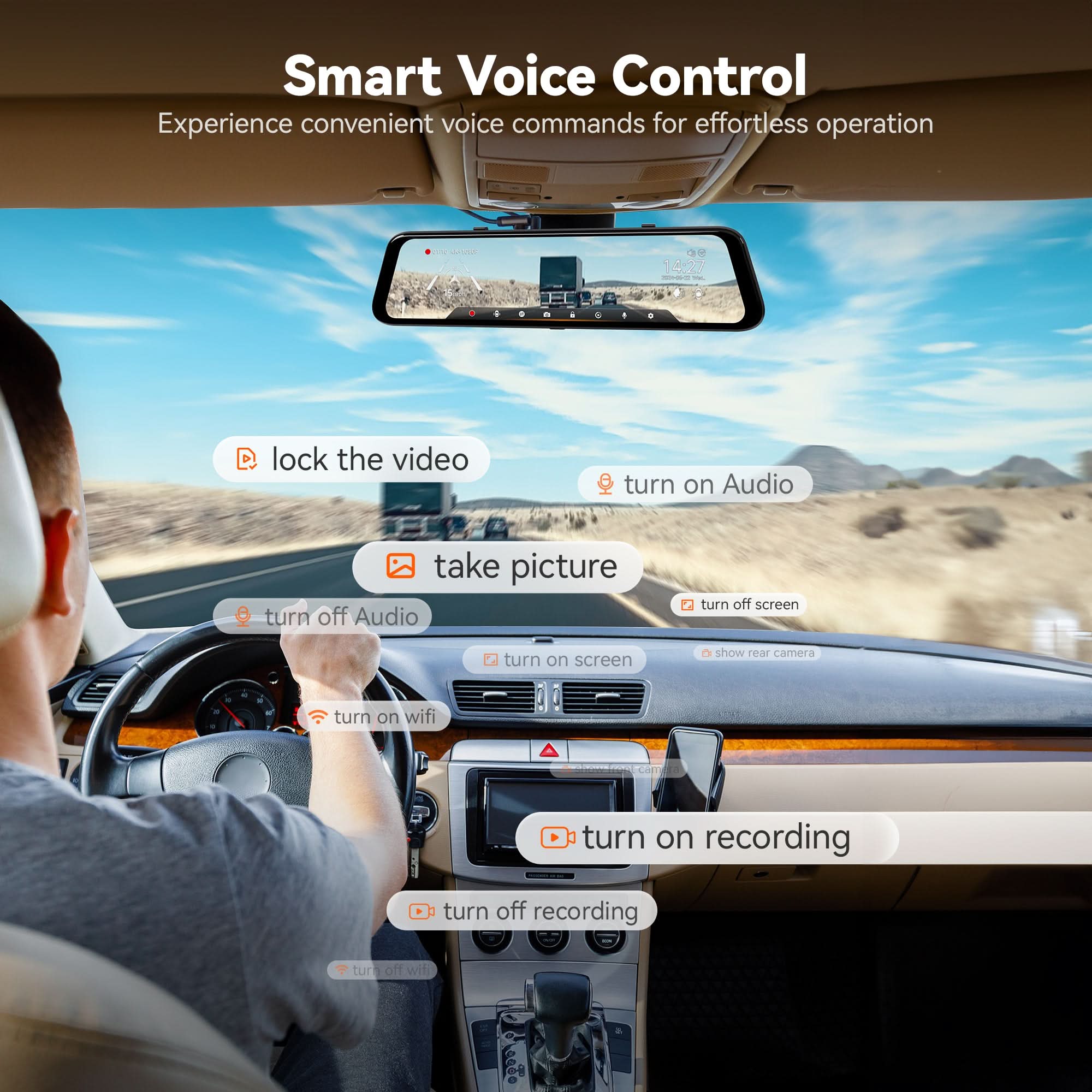 WOLFBOX G850Pro 4K Wifi ADAS Front and Rear Mirror Dash Cam - Image 6