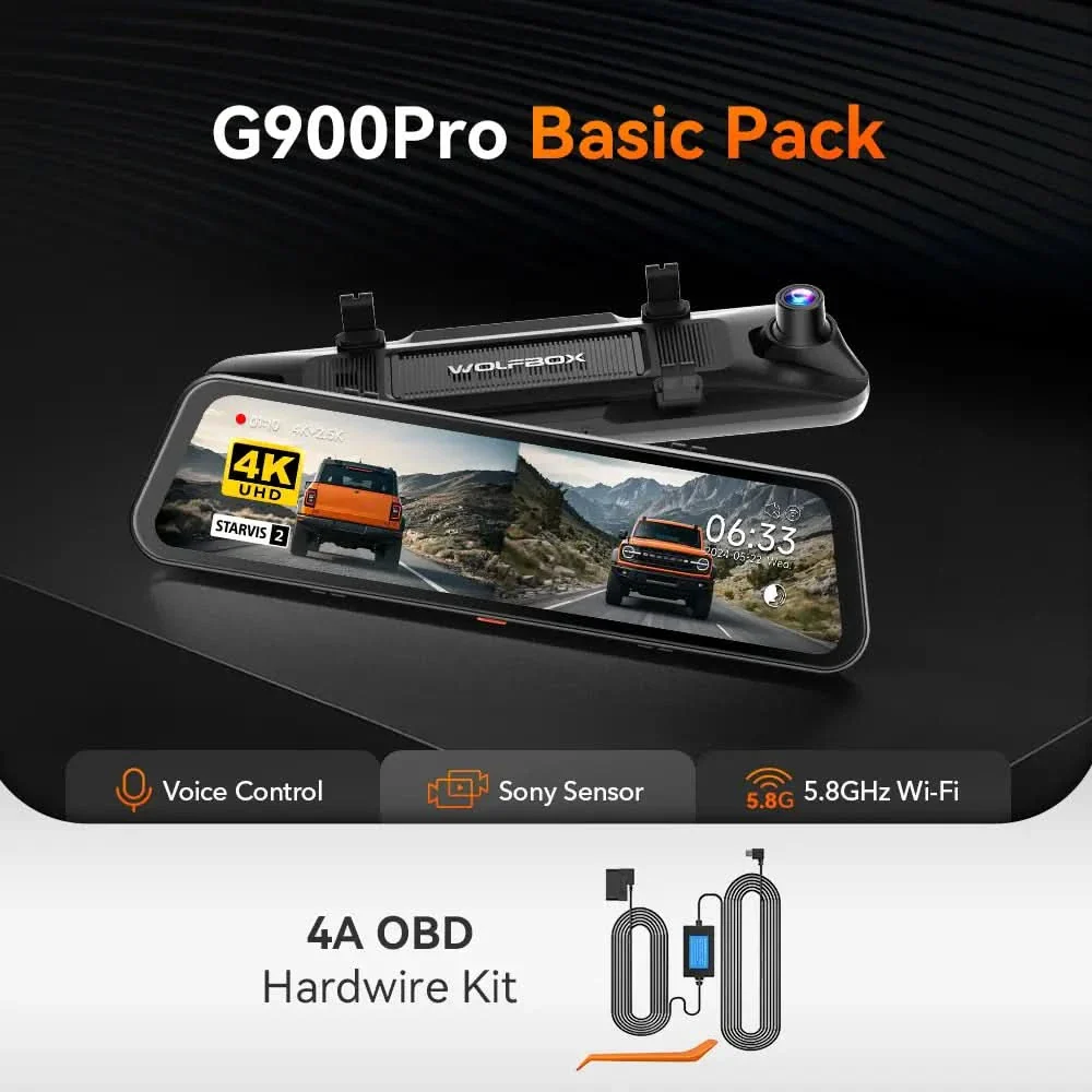 WOLFBOX G900Pro 12MP Smart Rear View Mirror Dash Cam with WiFi and Touch Screen with Exclusive 30-Month Warranty - Image 10