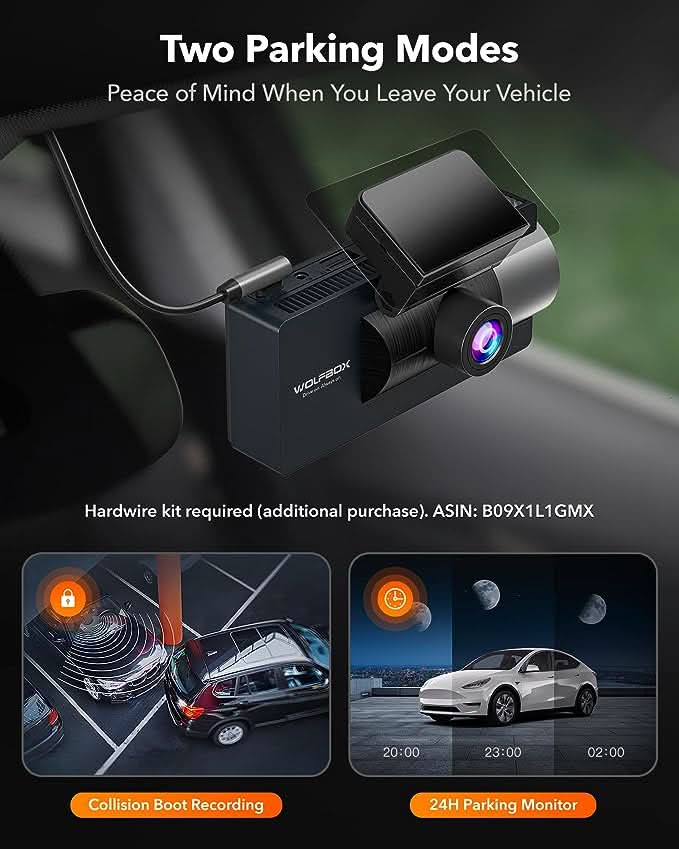 WOLFBOX i17 4K+2.5K 5G WiFi Super IR Night Vision Dash Cam - Image 5