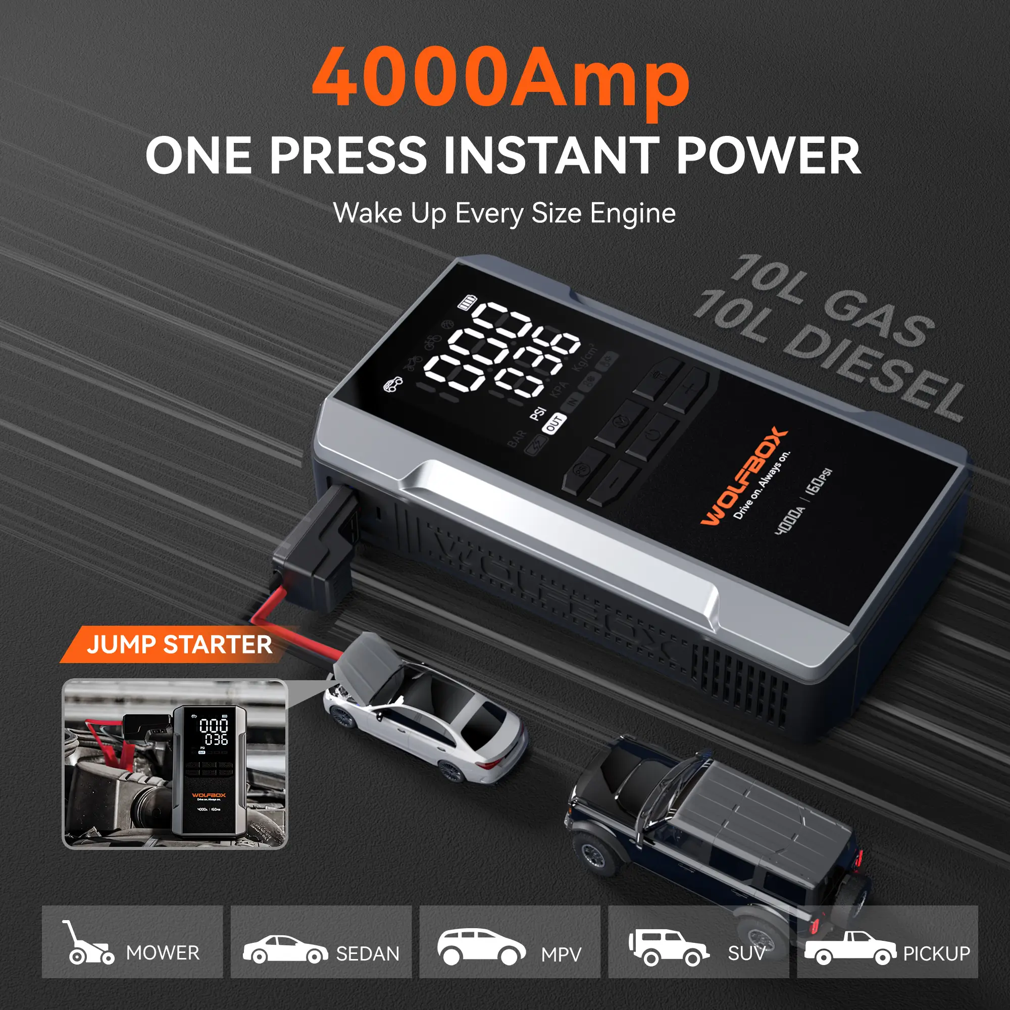 Wolfbox MegaVolt 24Air/16Air Jump Starter with Air Compressor - Image 16