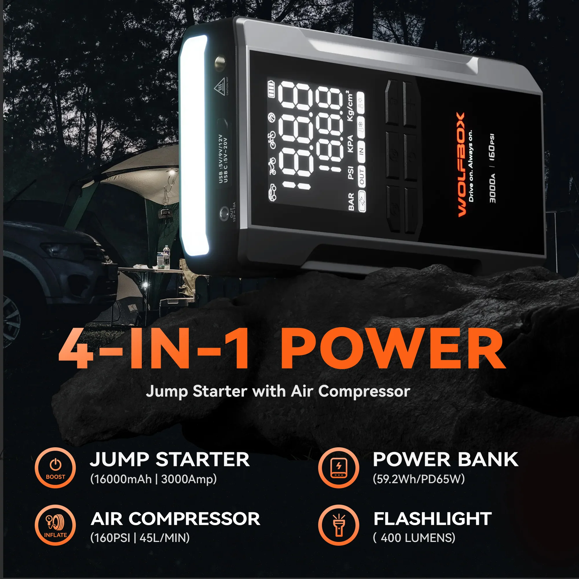 Wolfbox MegaVolt 24Air/16Air Jump Starter with Air Compressor - Image 20