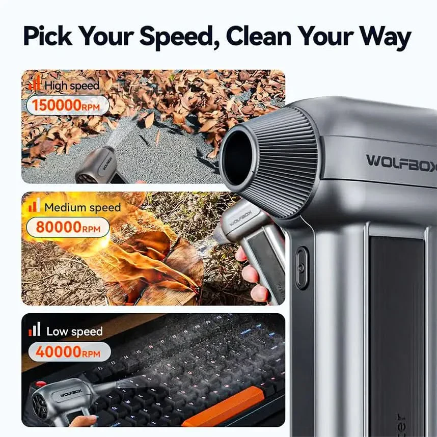 WOLFBOX MF100 Compressed Air Duster - Super Power Electric Air Duster - Image 3