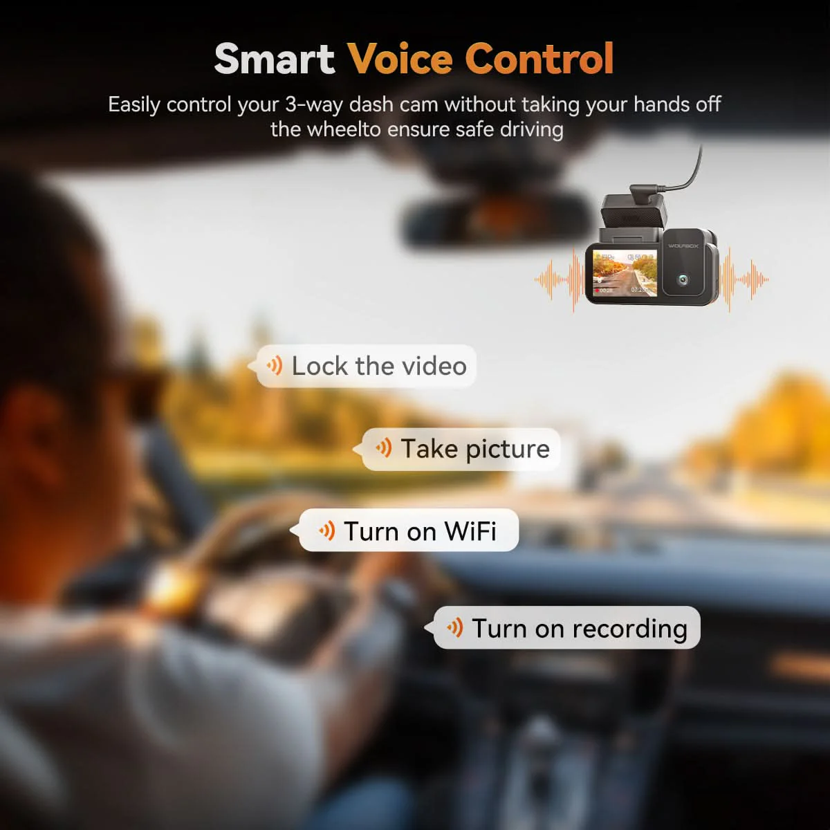 WOLFBOX X5 3 Channel Touchscreen WiFi Mini Dash Camera - Image 3